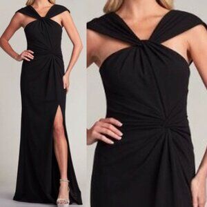NWT TADASHI SHOJI Stoll Twist Drape Dress Gown Crepe Black Size XXL bos23299l